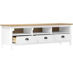 vidaXL tv-bord Hill 158x40x47 cm massivt fyrretræ hvid
