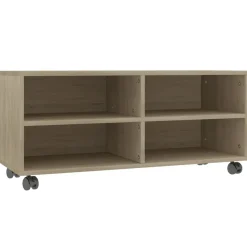 vidaXL tv-bord med hjul 90x35x35 cm konstrueret træ sonoma-eg