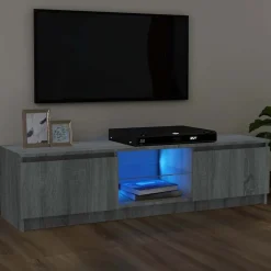 vidaXL tv-bord med LED-lys 120x30x36 cm grå sonoma-eg