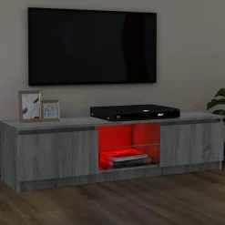 vidaXL tv-bord med LED-lys 120x30x36 cm grå sonoma-eg