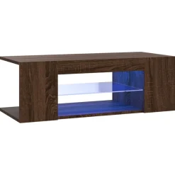 vidaXL tv-bord med LED-lys 90x39x30 cm brun egetræsfarve