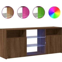 vidaXL tv-bord med LED-lys 120x30x50 cm brun egetræsfarve