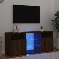 vidaXL tv-bord med LED-lys 120x30x50 cm brun egetræsfarve