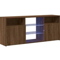 vidaXL tv-bord med LED-lys 120x30x50 cm brun egetræsfarve