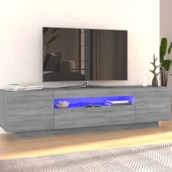 vidaXL tv-bord med LED-lys 160x35x40 cm grå sonoma-eg