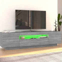 vidaXL tv-bord med LED-lys 160x35x40 cm grå sonoma-eg