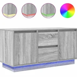 vidaXL tv-bord med LED-lys 100x41x50 cm grå sonoma-eg