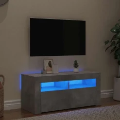 vidaXL tv-bord med LED-lys 90x35x40 cm betongrå