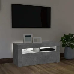 vidaXL tv-bord med LED-lys 90x35x40 cm betongrå