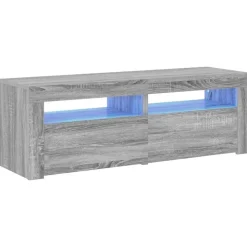 vidaXL tv-bord med LED-lys 120x35x40 cm grå sonoma-eg