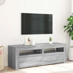 vidaXL tv-bord med LED-lys 120x35x40 cm grå sonoma-eg