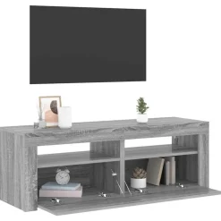 vidaXL tv-bord med LED-lys 120x35x40 cm grå sonoma-eg