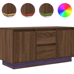 vidaXL tv-bord med LED-lys 100x41x50 cm brun egetræsfarve