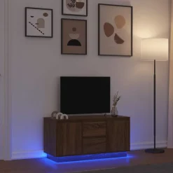 vidaXL tv-bord med LED-lys 100x41x50 cm brun egetræsfarve