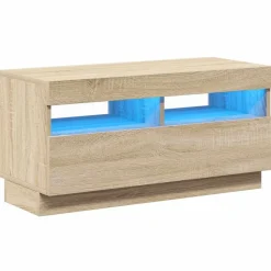 vidaXL tv-bord med LED-lys 80x35x40 cm sonoma-eg