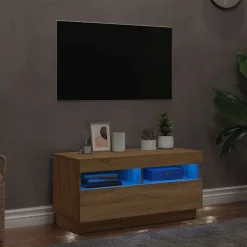 vidaXL tv-bord med LED-lys 80x35x40 cm sonoma-eg