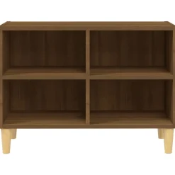 vidaXL tv-bord med massive træben 69,5x30x50 cm brun eg