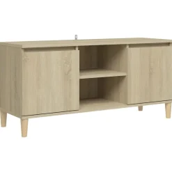 vidaXL tv-bord med massive træben 103,5x35x50 cm sonoma-eg