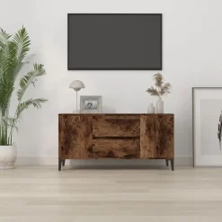 vidaXL tv-bord 102x44,5x50 cm konstrueret træ røget egetræ