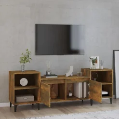 vidaXL tv-bord 160x35x55 cm konstrueret træ røget egetræsfarve