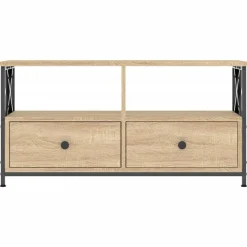vidaXL tv-bord 90x33x45 cm konstrueret træ og jern sonoma-eg