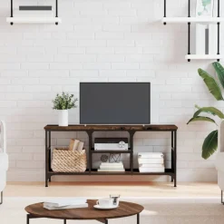 vidaXL tv-bord 100x35x45 cm konstrueret træ og jern røget egetræsfarve