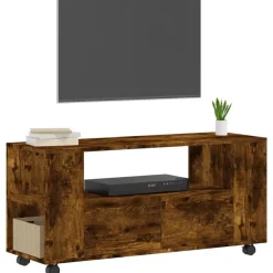 vidaXL tv-bord 102x34,5x43 cm konstrueret træ røget egetræsfarve