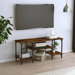 vidaXL tv-bord 102x35x45,5 cm konstrueret træ røget egetræsfarve