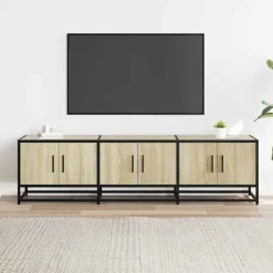 vidaXL tv-bord 150x35x41 cm konstrueret træ og metal sonoma-eg