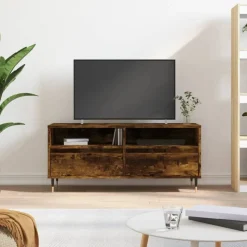 vidaXL tv-bord 100x34,5x44,5 cm konstrueret træ røget egetræsfarve