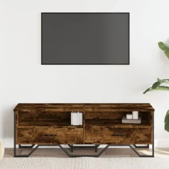 vidaXL tv-bord 122x34x41 cm konstrueret træ røget egetræsfarve