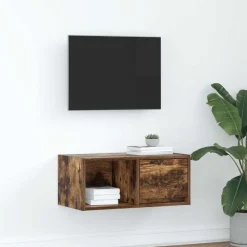 vidaXL tv-bord 60x31x25,5 cm konstrueret træ røget egetræsfarve
