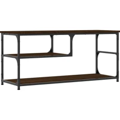 vidaXL tv-bord 103x38x46,5 cm konstrueret træ og stål brun eg