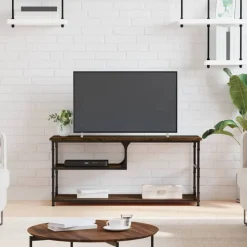 vidaXL tv-bord 103x38x46,5 cm konstrueret træ og stål brun eg