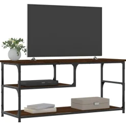 vidaXL tv-bord 103x38x46,5 cm konstrueret træ og stål brun eg