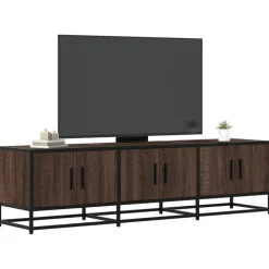 vidaXL tv-bord 150x35x41 cm konstrueret træ og metal brun egetræsfarve