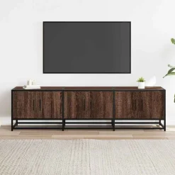 vidaXL tv-bord 150x35x41 cm konstrueret træ og metal brun egetræsfarve