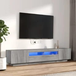 vidaXL tv-borde 2 stk. med LED-lys konstrueret træ grå sonoma-eg