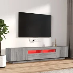vidaXL tv-borde 2 stk. med LED-lys konstrueret træ grå sonoma-eg