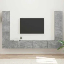 vidaXL TV-møbelsæt 8 pcs Beton Grå Konstrueret træ