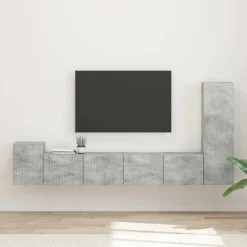 vidaXL TV-møbelsæt Vægmonteret 3 pcs Beton Grå Konstrueret træ