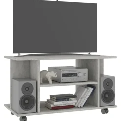 vidaXL tv-skab med hjul 80x40x45 cm konstrueret træ betongrå