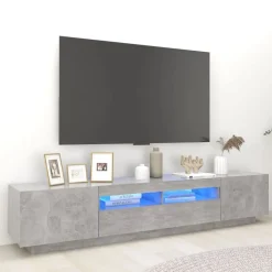 vidaXL tv-skab med LED-lys 200x35x40 cm betongrå