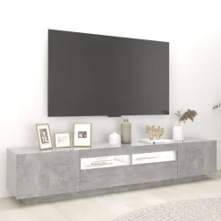 vidaXL tv-skab med LED-lys 200x35x40 cm betongrå