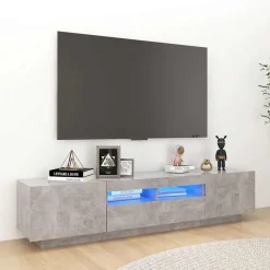 vidaXL tv-skab med LED-lys 180x35x40 cm betongrå
