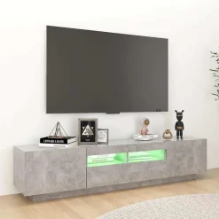 vidaXL tv-skab med LED-lys 180x35x40 cm betongrå
