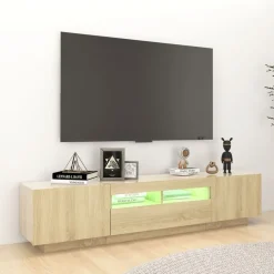 vidaXL tv-skab med LED-lys 180x35x40 cm sonoma-eg