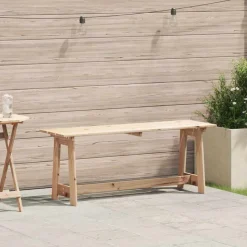 vidaXL Udendørs bænk Naturfarvet 119 x 37 x 47 cm Massiv Fyrretræ