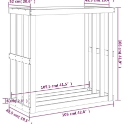 vidaXL udendørs brændestativ 108x52x106 cm massivt fyrretræ