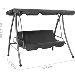 vidaXL udendørs gyngesofa med baldakin stål 192x118x175 cm antracitgrå